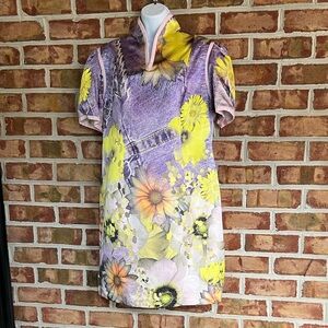 Peggy Jennings Saks Fifth Avenue Vibrant Floral Mini Dress 10/12